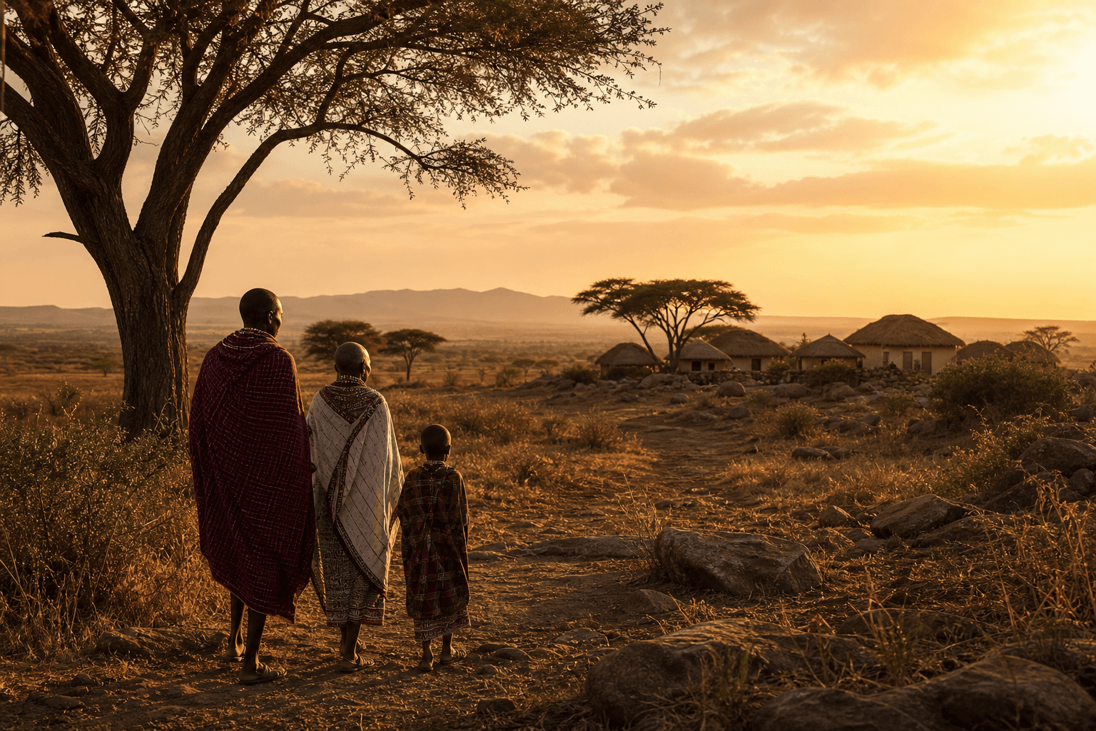 Golden-hour southern African landscape at dusk